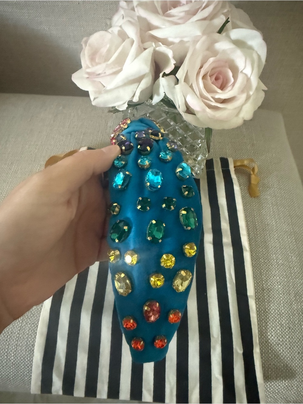 Lele Sadoughi OOAK Knotted Headband with Multicolor Crystals - Picture 3 of 4